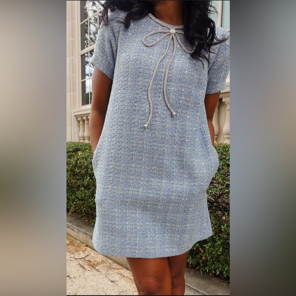 Mestiza New York Ainslee Tweed Blue Tweed Dress - Picture 3 of 7